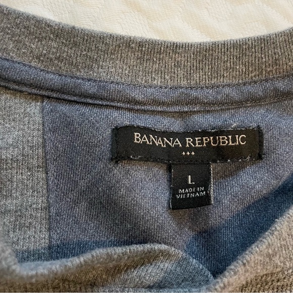 Banana Republic Gray Long Sleeve Crewneck 1/4 Metal Button Up Men’s Large Casual - Picture 3 of 8